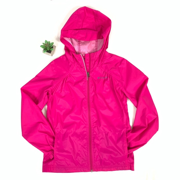 Columbia Jackets & Coats Columbia Hot Pink Fullzip Hooded Raincoat